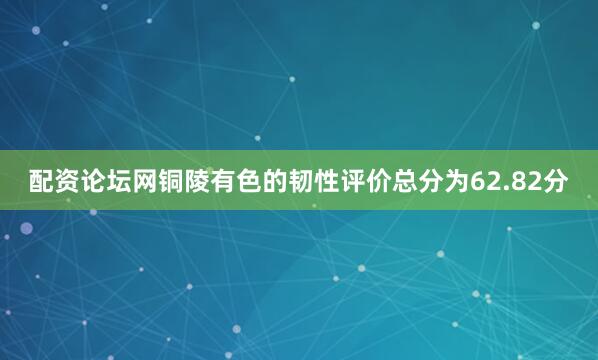 配资论坛网铜陵有色的韧性评价总分为62.82分